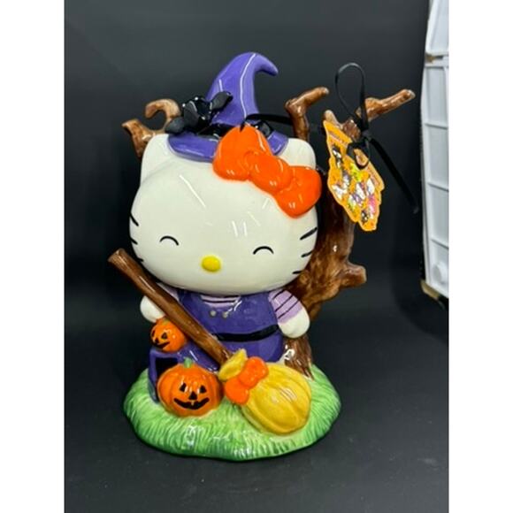 Hello Kitty Adorable Halloween Scene, Tree, Broom, Pumpkin - Picture 2 of 11